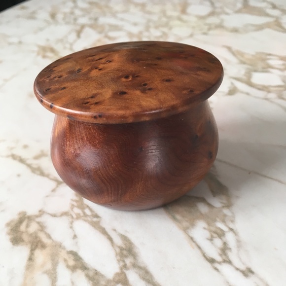 Anthropologie small birdseye maple burlwood round trinket box